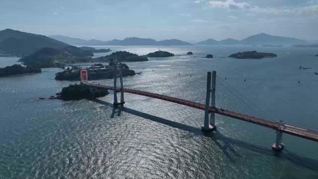 Scenic bridge over a calm sea