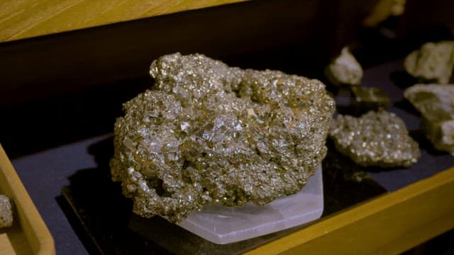 Gleaming Mineral Display at a Museum