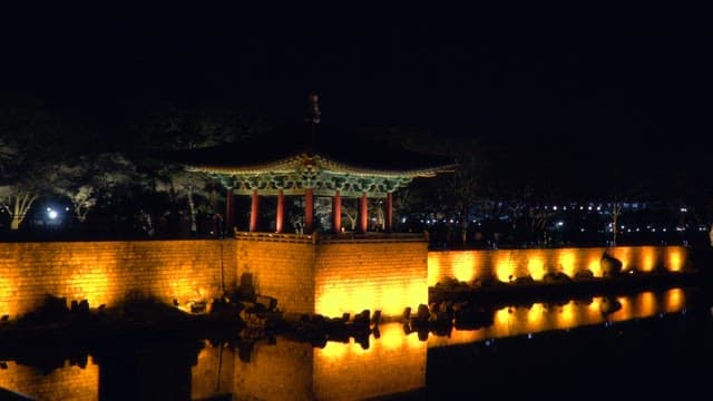 Donggung Palace and Wolji Ponds, historic site of Korea illuminated at night