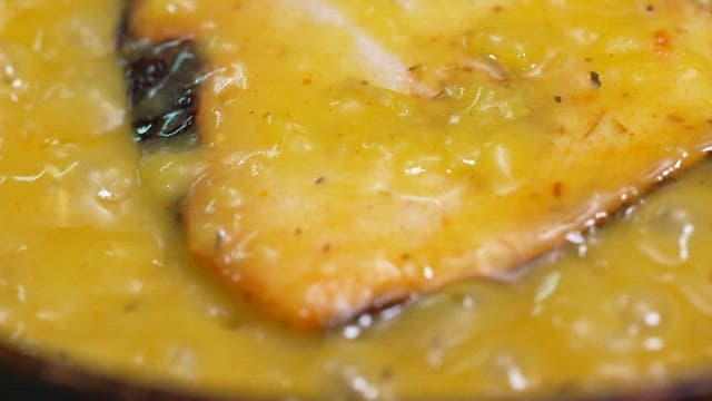 Delicious tuna steaks boiled with sauce