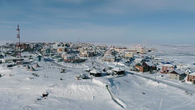 Snowy Townscape from Above