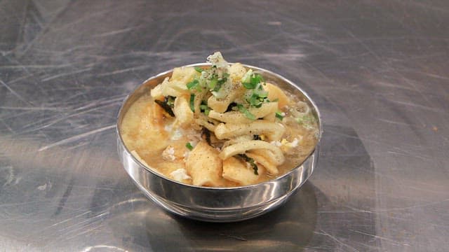 Bowl of hot fish cake soup