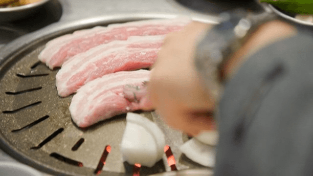 The process of grilling pork belly