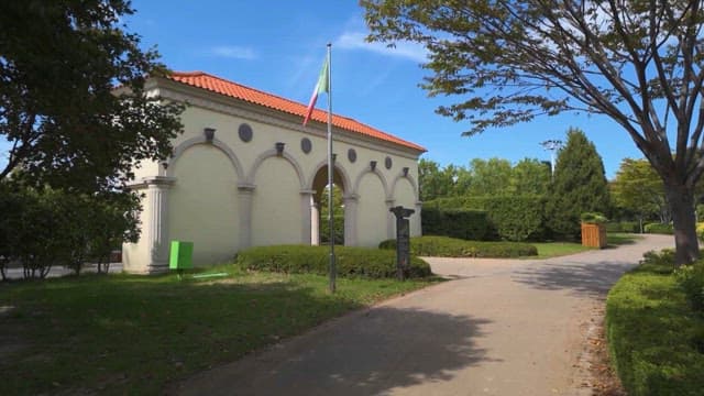Garden with Elegant Structure in Daylight