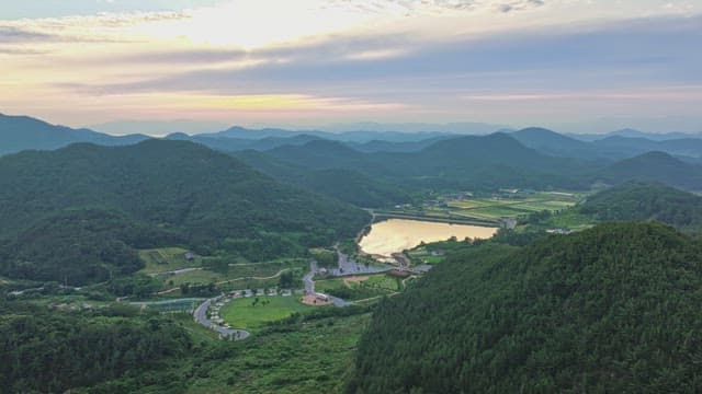 Mountain landscape with a reflective lake