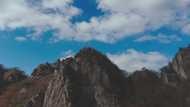 Mountain peak under a clear blue sky