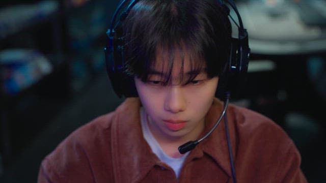 Concentrated gamer wearing a headset