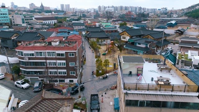 Hanok with modern residential complex