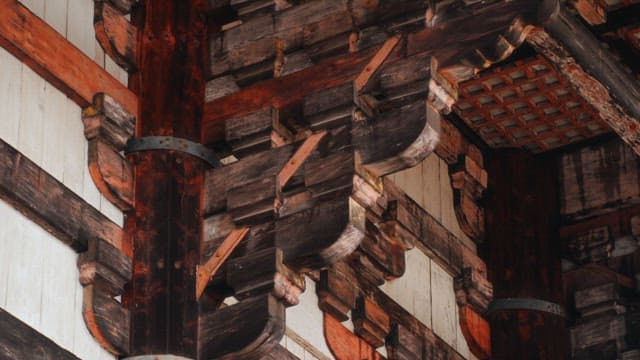 Elaborate and detailed structure of the historic wooden building