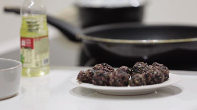 Rice balls on a plate in the kitchen