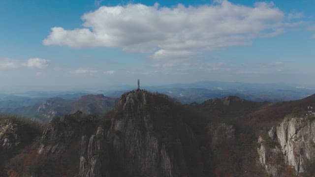 Mountain peak under a clear blue sky