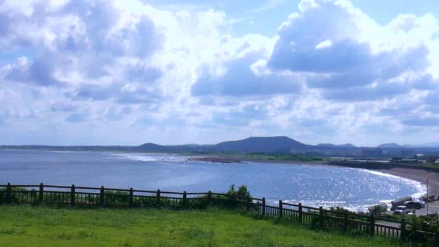 Serene Coastal Landscape with Lush Greenery