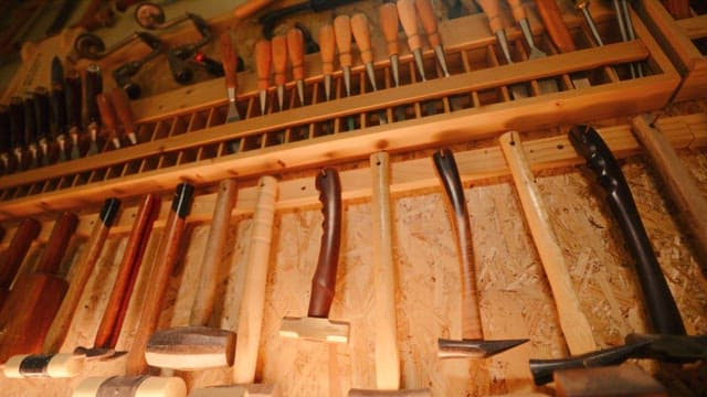 Assortment of Woodworking Tools on Display