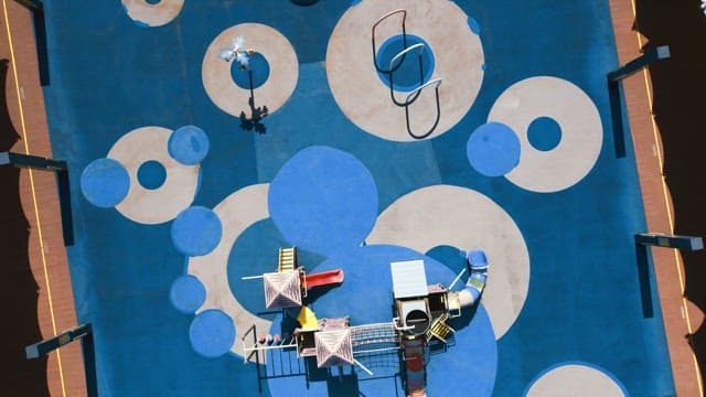 Colorful playground with geometric patterns