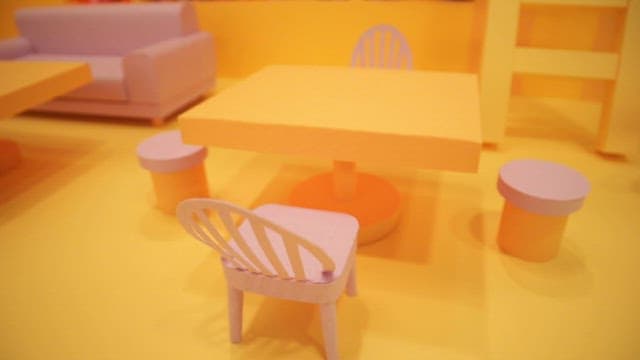 Colorful room with furniture and books