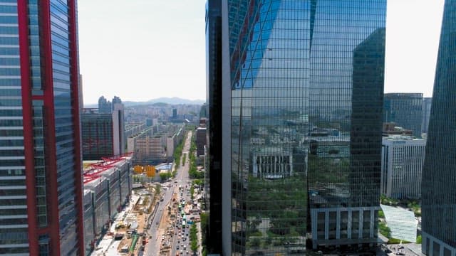 Urban Landscape with Modern Skyscrapers