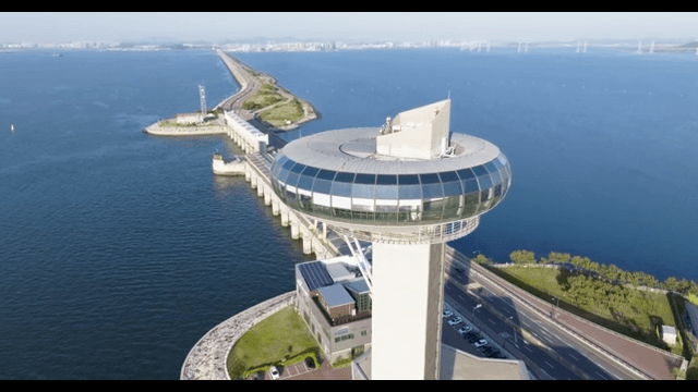 Modern observation tower by the sea