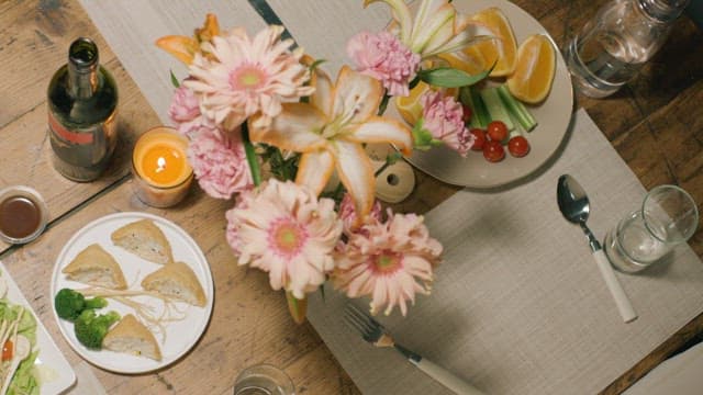 Cozy dinner table with a variety of dishes