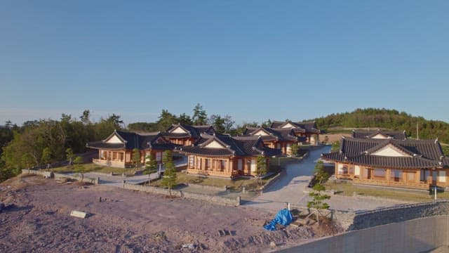 Traditional Korean houses in a serene village