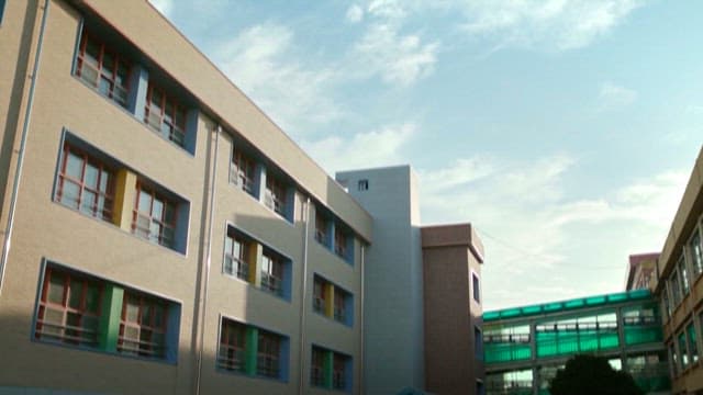 Sunny Day at a Modern School Building