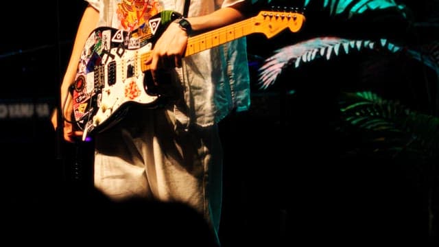Guitarist ready to perform on stage