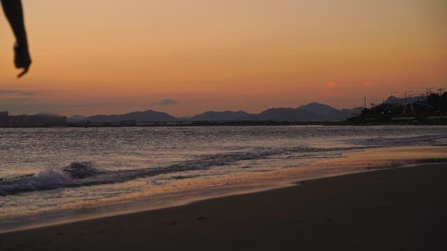 Serene Beach Walk at Sunset