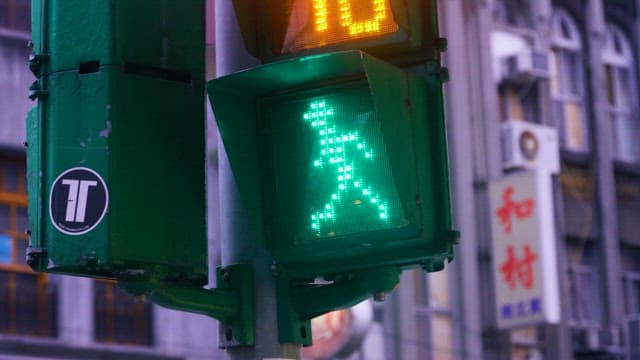 Blinking Green Pedestrian Traffic Light