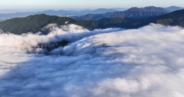 Mountains covered in clouds