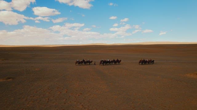 Caravan Journey on Camels Across the Desert