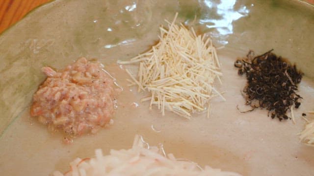 Ingredients neatly arranged for cooking Korean dish