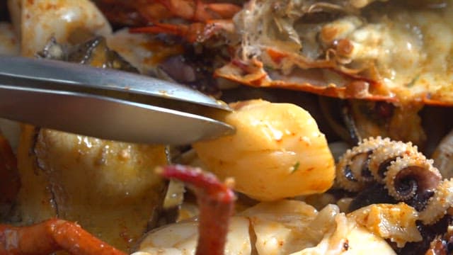 Scallops among various seafood