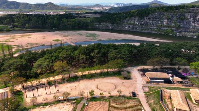Scenic river with surrounding forest