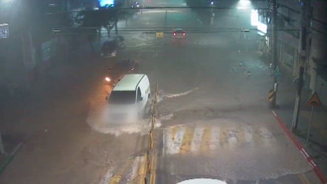 Cars damaged by flood