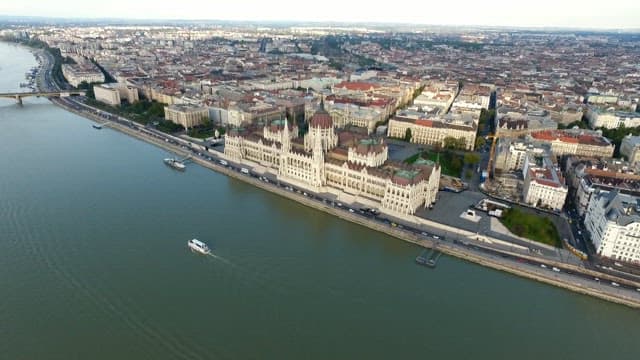 Scenic urban view with river and historical buildings