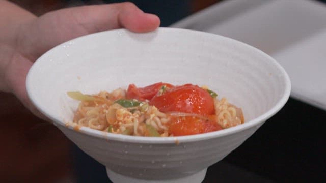 Freshly Made Ramen with Tomatoes and Vegetables