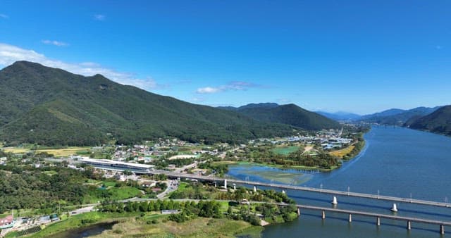 Scenic view of mountains and a river