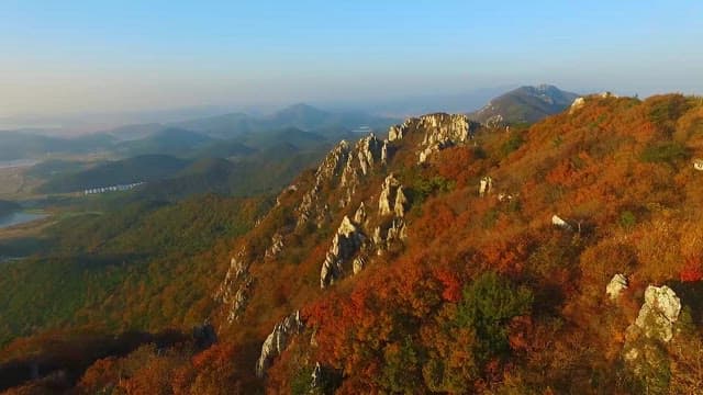 Autumn Foliage on Mountain Ridges at Dusk