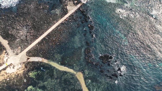 Aerial view of a rocky coastline