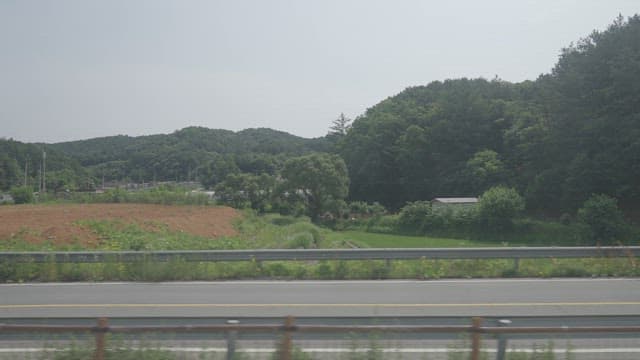 Countryside View Through a Moving Vehicle