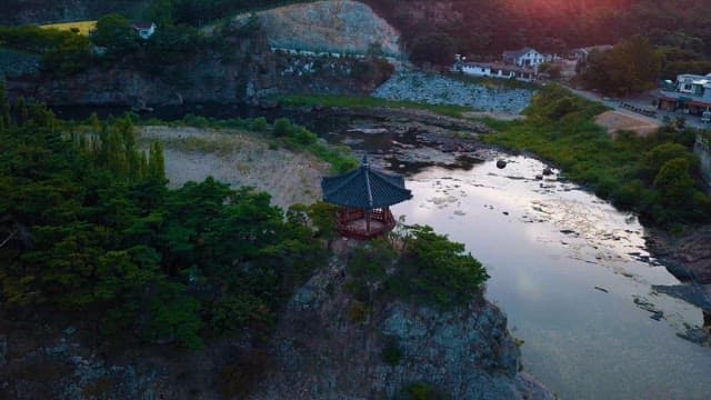 Sunset over a Beautiful Riverside Pavilion