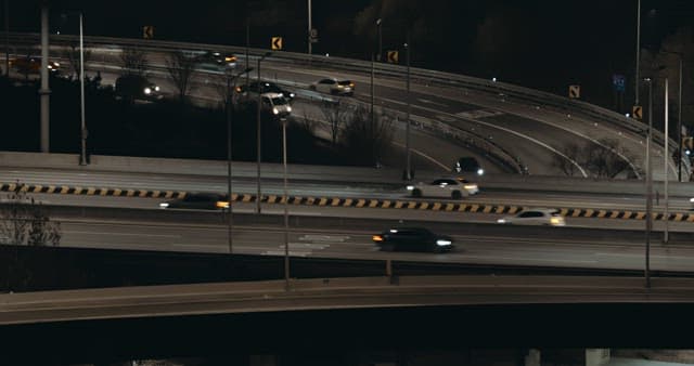 Night Traffic Flowing on Urban Roadways