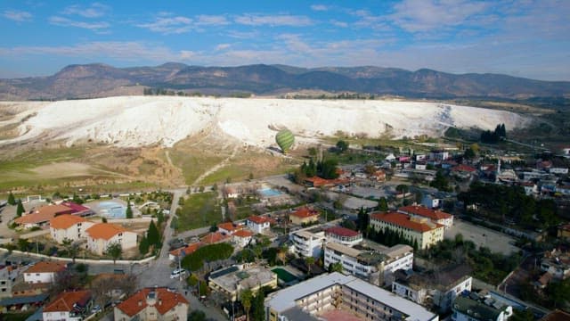 Village with a View of Pamukkale and Hot Air Balloons