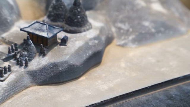 Detailed miniature model of temple on display