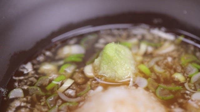 Soba broth with wasabi and radish