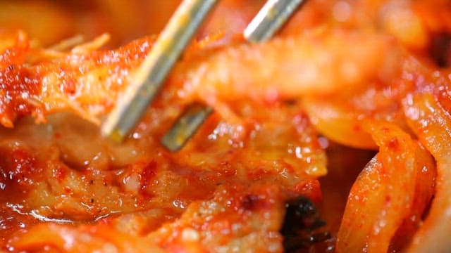 Red and spicy braised half-dried pollack in a pot