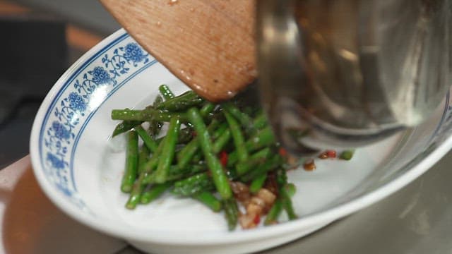 Stir-fried Asparagus on a Plate