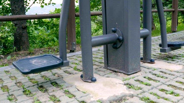 Outdoor exercise equipment in a park