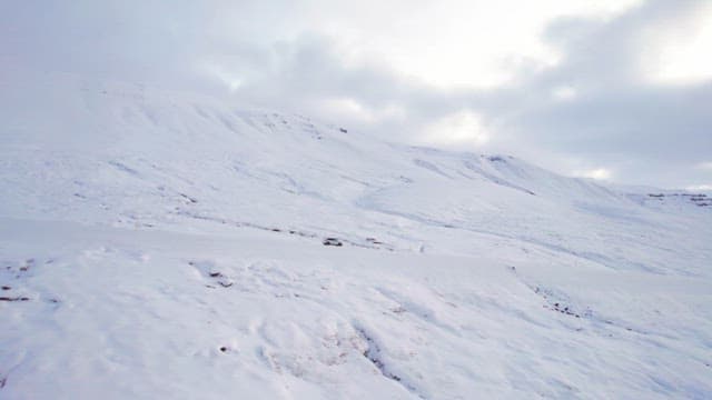 Car driving on a snowy mountain road