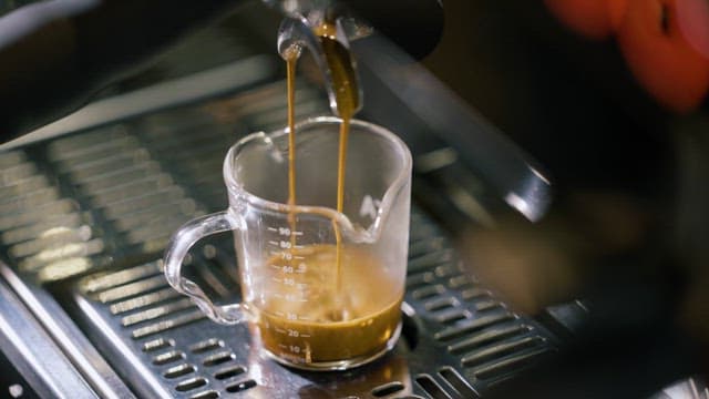 Hot Espresso Filled in a Glass Cup