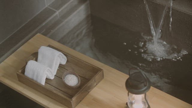 Serene Spa Setting with Towels and Bath Salts